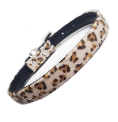 Furry Leopard Print Dog Collar-0