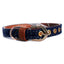 Blue Fabric & Brown Faux Leather Collar-1