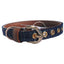 Blue Fabric & Brown Faux Leather Collar-3